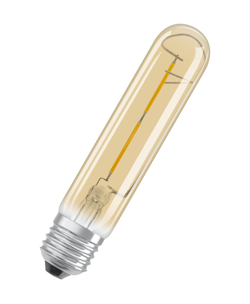 Купить Osram Светодиодная лампа Vintage 1906 LED CL Tubular,филаментная, GOLD 2,5W(замена 20Вт), теплый белый свет (824), золотистая,цоколь E27 4058075808171