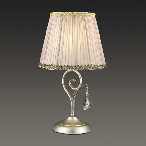 Купить Odeon Light 3924/1T ODL18 527 мат.серебро/перламутр/ткань/стекло/хрусталь Настольная лампа IP20 E14 40W 220V MAR