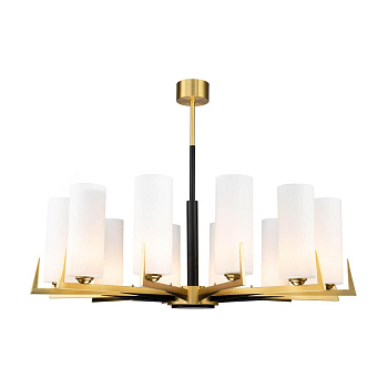 Favourite 2623-12P подвесная люстра Каркас цвета латунь с элементами черного цвета, плафоны из белого матового стекла