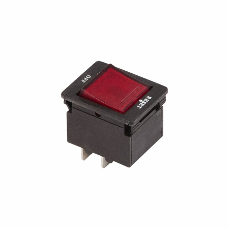 Выключатель - автомат клавишный 250V 10А (4с) RESET-OFF красный с подсветкой Rexant 36-2620
