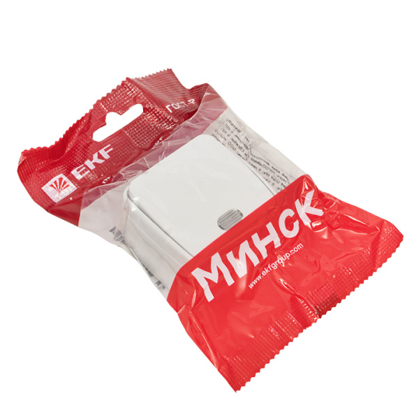 Купить EKF Basic Минск Белый Выключатель 1-кл с индикатором, 10А, ОП