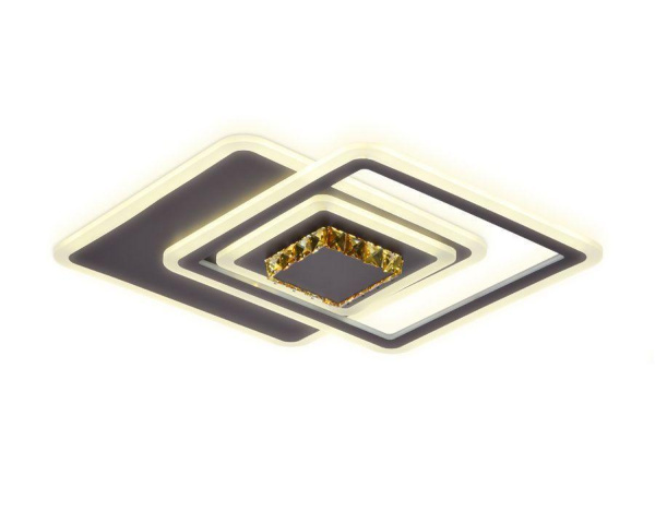 Ambrella Потолочный светодиодный светильник с хрусталем FA262 CF/TI кофе/янтарь 112W 540*540*80 (ПДУ РАДИО 2.4)