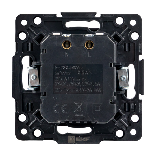 Купить EKF PROxima Стокгольм Черный Розетка с 2USB type A+C