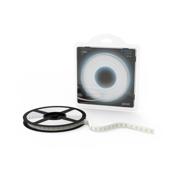 Купить Gauss Лента LED 2835/120-SMD 6.5W 24V DC холодный белый (блистер 5м) 1/50 312000265