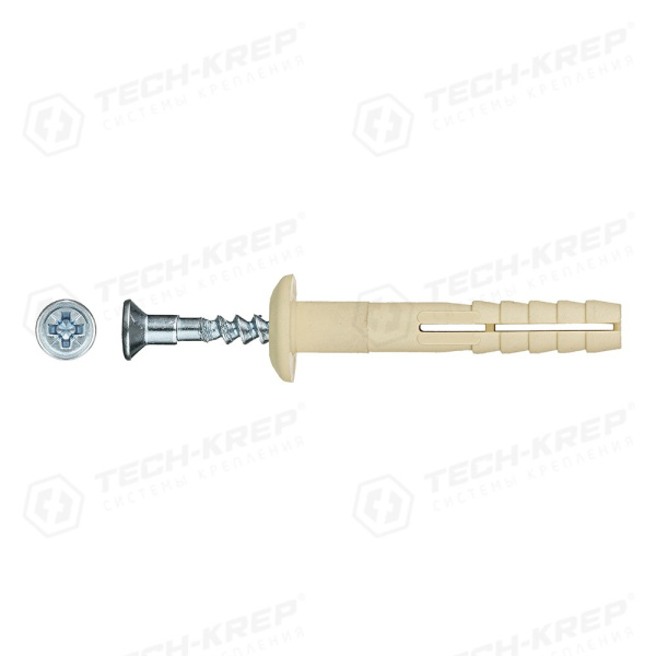 Tech-Krep Дюбель-гвоздь 6L40 гриб.манжета (нейлон) (150 шт) - ведро 101331