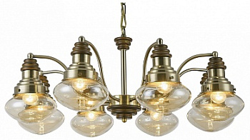 VELANTE 306-503-08 Люстра подвесная Бронза, Дуб/Янтарный E27 8*60W