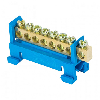 EKF PROxima Шина "0" N (6х9мм) 8 отверстий латунь синий изолятор тип "Стойка" на DIN-рейку