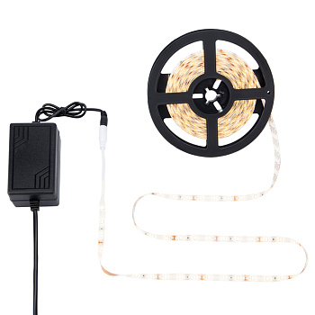 Комплект светодиодной ленты 5 м с блоком питания, IP65, теплое белое свечение 3000 К Rexant 142-909