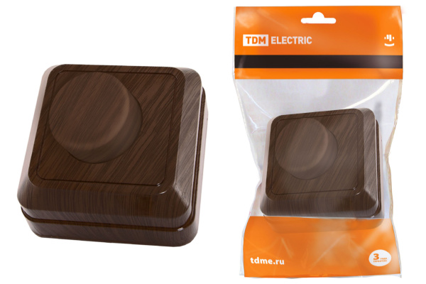 TDM Светорегулятор поворотный RL 600Вт IP20 бук "Ладога" SQ1801-0309