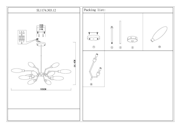 Купить ST Luce SL1174.303.12 Люстра подвесная Латунь/Коньячный G9 12*3W