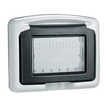 Legrand Plexo Белый Адаптер для трехмодульных механизмов Mosaic с мембраной IP55 IK07 680633