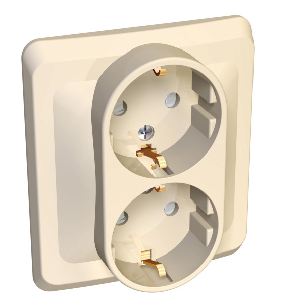 Купить Systeme Electric Этюд Крем Розетка 2-ая с/з с защитными шторками