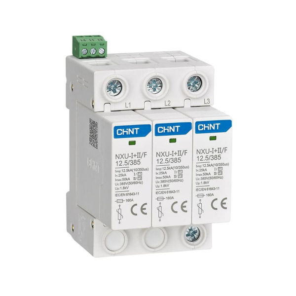 CHINT Ограничитель имп. перенапр. NXU-Ⅰ+Ⅱ/F 3P In=25kA Uc=385В Im=50kA (R)