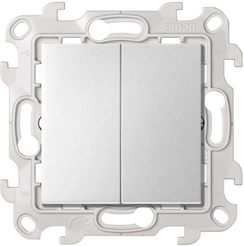 Simon 24 Алюминий Двухклавишный кнопочный выключатель 10A 250В 2410151-033