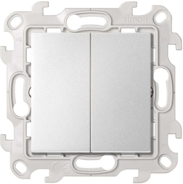 Simon 24 Алюминий Двухклавишный кнопочный выключатель 10A 250В 2410151-033