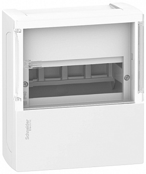 SE RESI9 MP (Mini Pragma) Бокс навесной с прозрачной дверью 1 ряд/ 8 модулей, IP40, IK07, 63А, 2 клеммы, Италия MIP12108S