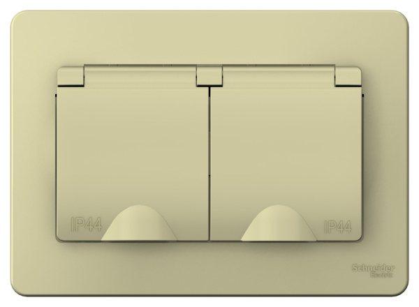 Купить Systeme Electric Blanca внутр Беж Розетка 2-ая с/з IP44 со шторками, с крышками, 16А, 250В