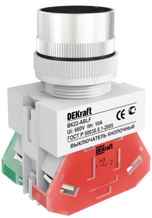 DEKraft Выключатель кноп. ABLF D22 ЧЕРНЫЙ 220В ВK-22 25012DEK