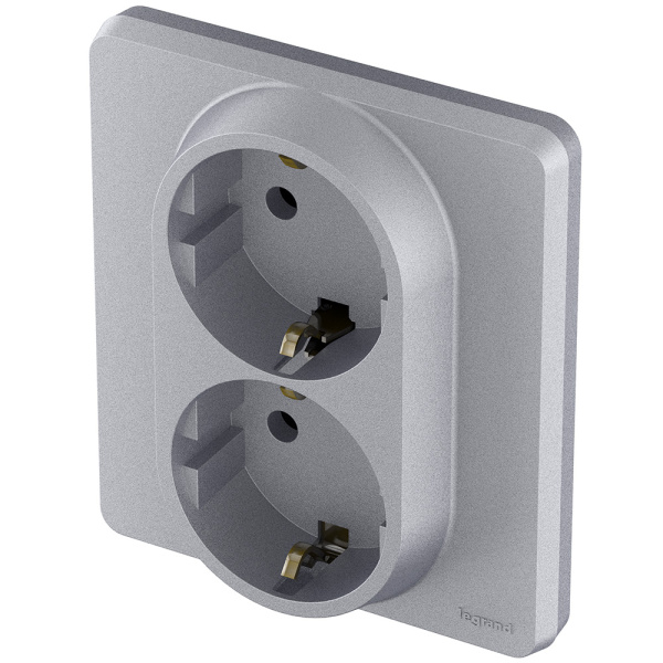 Купить Legrand INSPIRIA Алюминий Розетка 2 x 2К+З - немецкий стандарт - 16 А - 250 В 673752