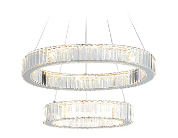 Ambrella Подвесная светодиодная люстра с хрусталем TR5001/2 CH/CL хром/прозрачный 92W 3000K/4200K/6400K D600*950 (Без ПДУ)