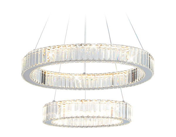 Ambrella Подвесная светодиодная люстра с хрусталем TR5001/2 CH/CL хром/прозрачный 92W 3000K/4200K/6400K D600*950 (Без ПДУ)
