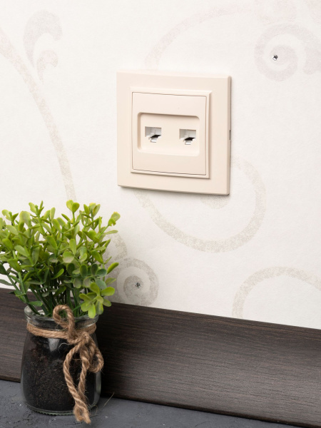 Купить EKF Basic Минск Бежевый Розетка RJ-45, СП