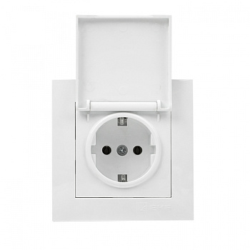 EKF PROxima Валенсия розетка 1-местная с/з 16А белая с крышкой и защ. штор. IP44