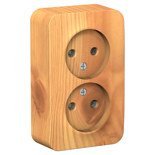 Systeme Electric Blanca наруж Ясень Розетка 2-ая б/з без шторок 16А, 250В, изолир. пластина