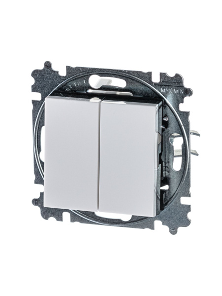 Купить ABB EPJ Levit белый / дымчатый чёрный Выключатель 2-клавишный 2CHH590545A6062