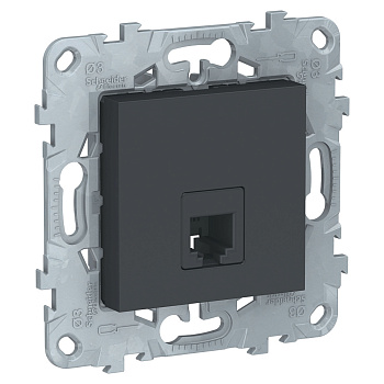 SE Unica New Антрацит Розетка телефонная, RJ11, одиночная 4 контакта NU549254