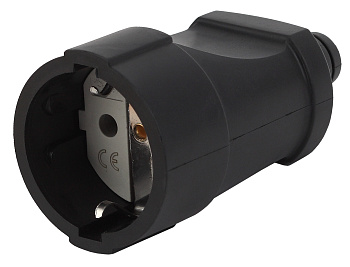 ЭРА Rx4-B Розетка кабельная с/з прямая ПВХ 16A Черный