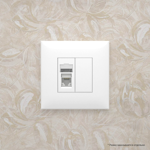 Купить DKC Компьютерная розетка RJ-45 в стену, кат.5e одинарная, "Avanti", "Белое облако"