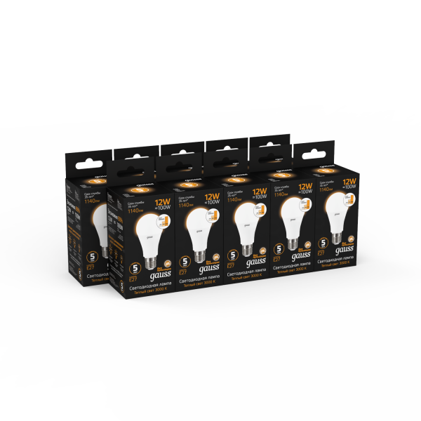 Купить Gauss Лампа A60 12W 1140lm 3000K Е27 шаг. диммирование LED 102502112-S