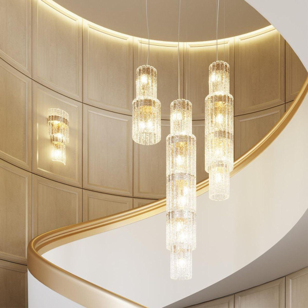 Купить Odeon Light 4938/7 HALL (В 2-Х КОРОБКАХ) ODL22 366 матов.золотой/прозрачный/стекло/ Люстра E14 7*40W MERKALE