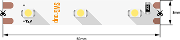 SWG Лента светодиодная стандарт 3528, 60 LED/м, 4,8 Вт/м, 12В , IP20, Цвет: Нейтральный белый SWG360-12-4.8-NW