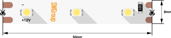 SWG Лента светодиодная стандарт 3528, 60 LED/м, 4,8 Вт/м, 12В , IP20, Цвет: Нейтральный белый SWG360-12-4.8-NW