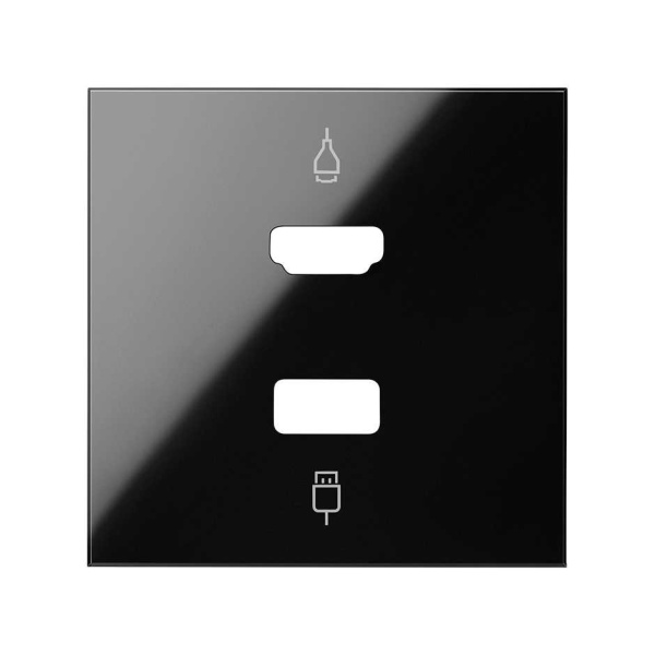 Simon 100 Черный глянец Накладка розетки HDMI + USB 10001095-138