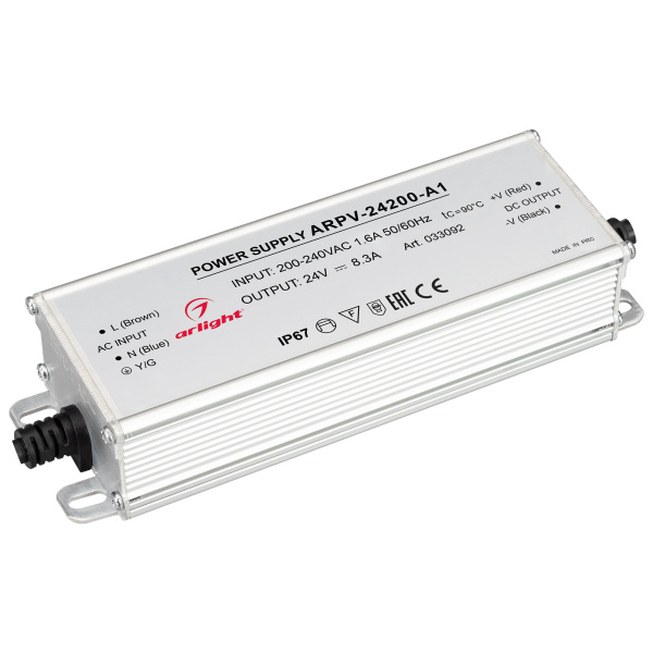 Arlight Блок питания ARPV-24200-A1 (24V, 8.3A, 200W) (IP67 Металл, 3 года) 033092