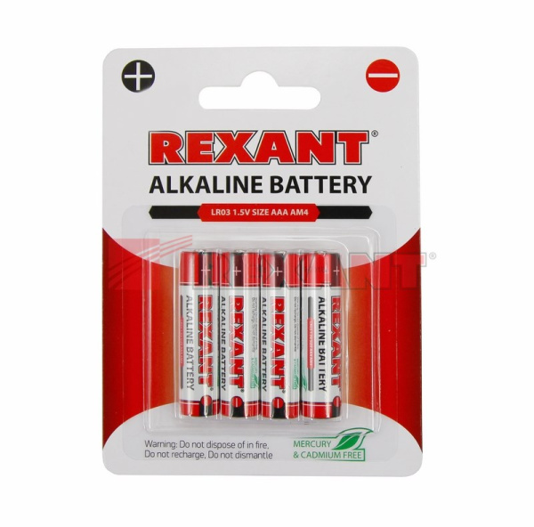 Купить Алкалиновая батарейка AAA/LR03 1,5 V 1200 mAh Rexant 30-1012