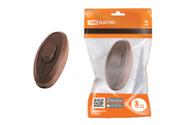 TDM Выключатель на шнур 6А 250В ЭКО бук/венге SQ1806-0223