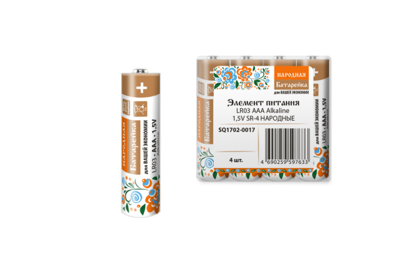 TDM Элемент питания LR03 AAA Alkaline 1,5V SR-4 Народный SQ1702-0017