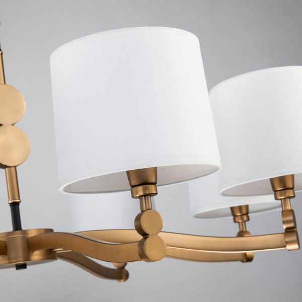 Купить Favourite 2624-8P подвесная люстра Каркас цвета латунь, плафоны из белого шелка