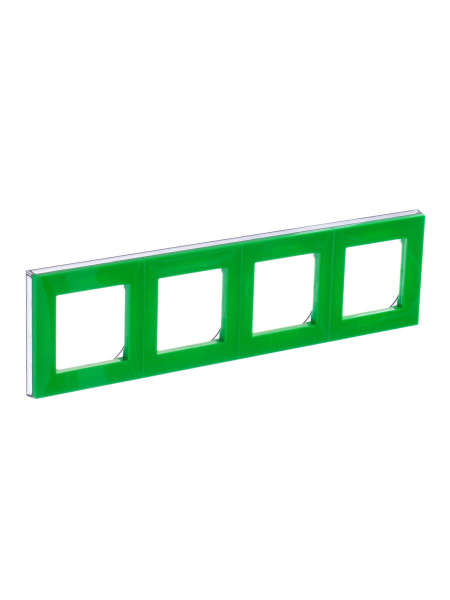 Купить ABB EPJ Levit зелёный / дымчатый чёрный Рамка 4 поста 2CHH015040A6067