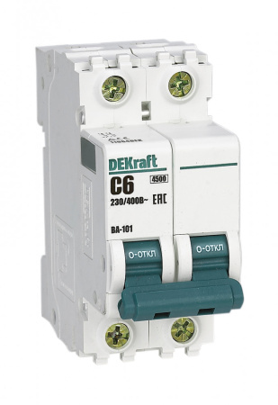 DEKraft Автоматический выключатель 2Р 6А х-ка C ВА-101 4,5кА 11064DEK