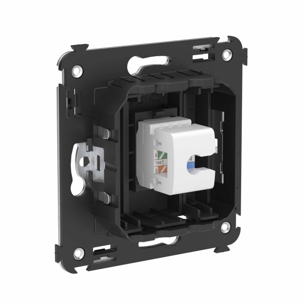 Купить DKC Телефонная розетка RJ-12 без шторки в стену одинарная, "Avanti", "Черный матовый"