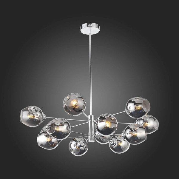 ST Luce SL1500.103.12 Светильник подвесной Хром/Дымчатый E14 12*40W Купить ST Luce SL1500.103.12 Светильник подвесной Хром/Дымчатый E14 12*40W