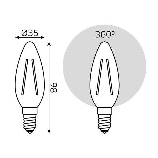 Купить Лампа Gauss Filament Свеча 7W 580lm 4100К Е14 LED (3 лампы в упаковке) 1/20 103901207T