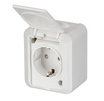 ABB Jussi Бел Розетка SCHUKO с заземлением, 16А/250В, зажимные клеммы, наруж.монтаж, IP55 2TKA000678G1