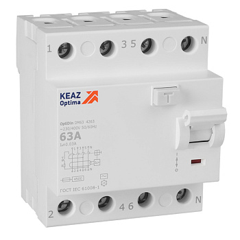 КЭАЗ OptiDin DM63-4263-AC-4,5-УХЛ4 (4P, 63, 30mA)