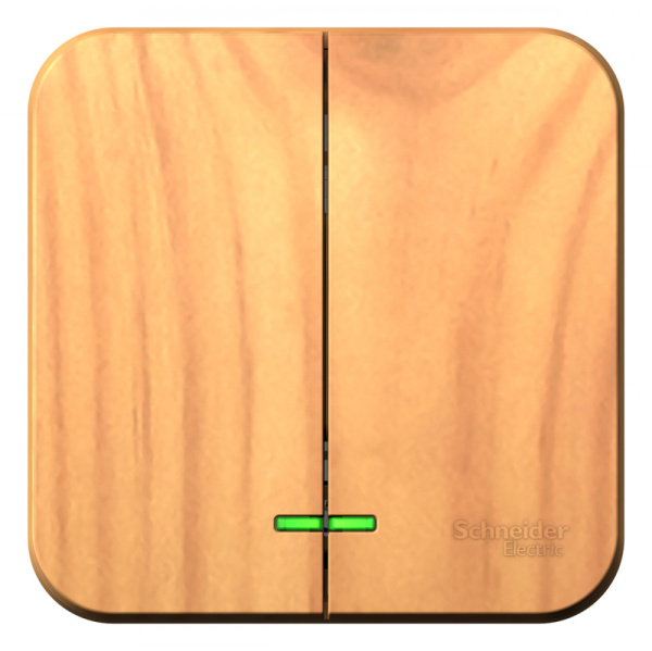 Systeme Electric Blanca наруж Ясень Выключатель 2-клавишный с подсветкой 10А,250B, изолир. пластина